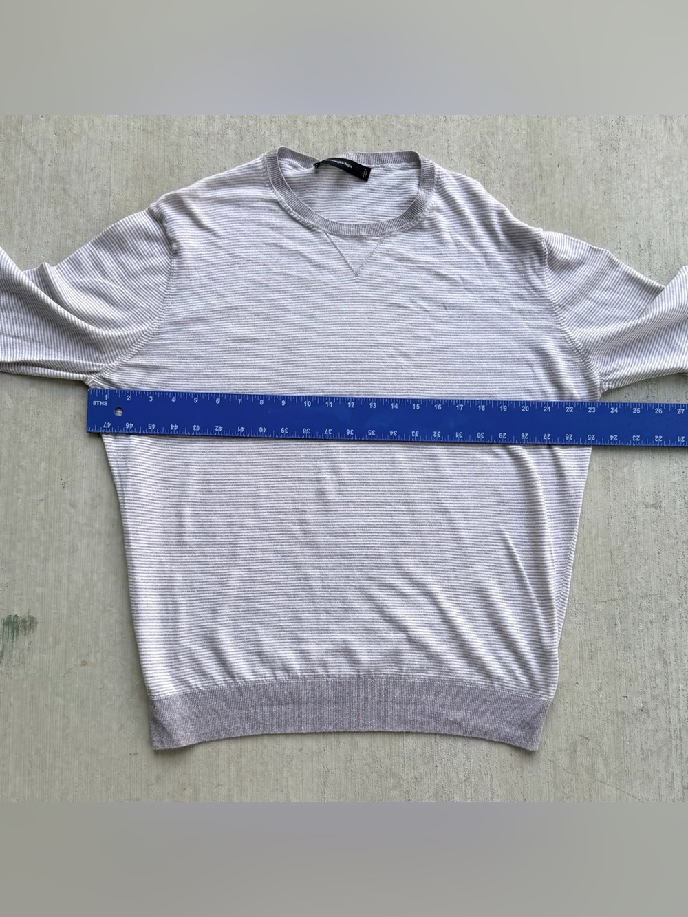 Ermenegildo Zegna Linen Blend Sweater Crew Neck V Insert Size 52 Made In Italy - Picture 8 of 9